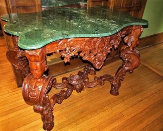 18th century style carved caryatid table
