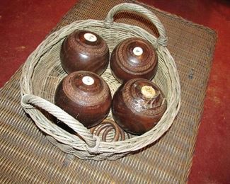 Vintage carved bocce balls