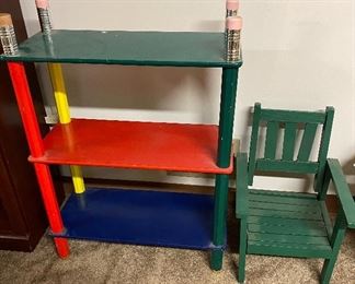 Kids shelf and toddler chair