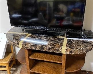 Marble-top shelf/entertainment center