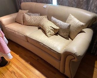 Light yellow leather sofa