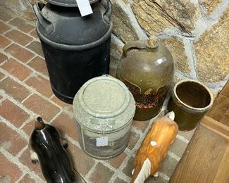 Vintage Milk Can and Jugs