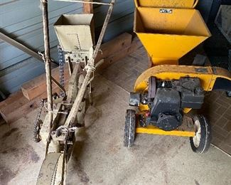 Vintage Push Planter and Wood Chipper