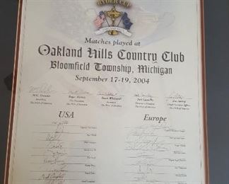 Oakland Hills Ryder Cup Pho signature golf framed poster u.s. players team and European team