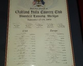 35th Ryder Cup Framed print with faux signatures of Team USA and Team Europe