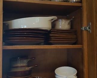 Full set of brown Ironstone dishes by sango