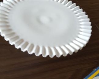 Fenton milk glass cake plate