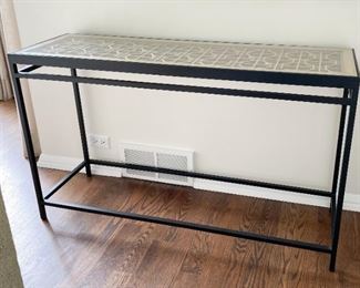 Metal, Wood & Glass Console Table (approx. 50.25" L x 15.5" W x 30" H)