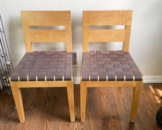 Set of 4 Chairs with Woven Seats