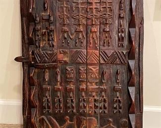African Wood Carved Window (approx. 19" L x 25" H)