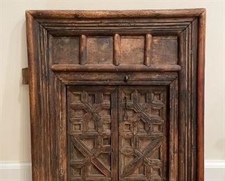African Wood Carved Window (approx. 19.5" L x 21.75" H)