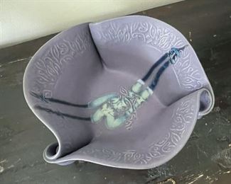 Handmade Slab Pottery Bowl, Signed Hilborn