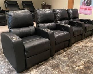 Set of 4 Black Home Theater Chairs