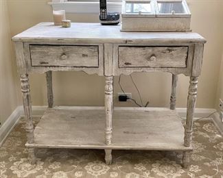 Distressed White Console Table with 2 Drawers (approx. 40" L x 23.5" W x 31.25" H)