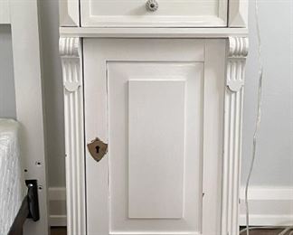 Shabby Chic White Painted Nightstand / Cabinet