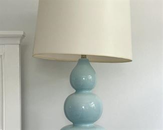 Pair of Light Blue Glass Table Lamps (1 of 2)