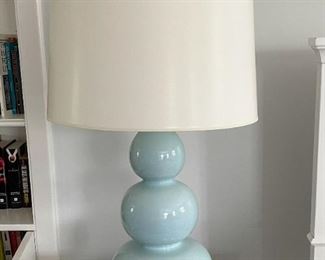 Pair of Light Blue Glass Table Lamps (2 of 2)