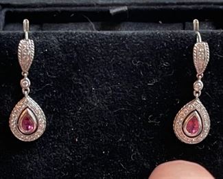 Pink Sapphire & Diamond Earrings (18kt gold)
