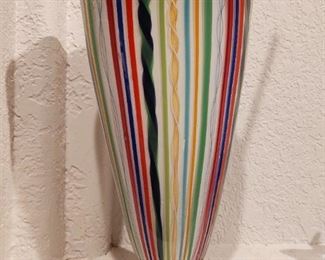 Large striped Murano style vase
