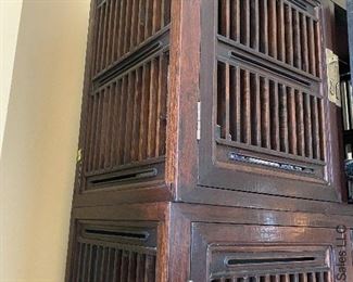 ITEM 5: Large, Chinese modular kitchen cabinet with scholar’s stone marble panels on doors and drawers. 95.25” tall, 47.9/16” wide, 21” deep $2,100