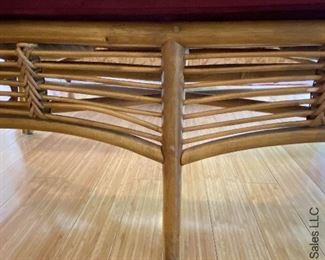 ITEM 12: Rattan three piece seating set. Loveseat and two arm chairs. 55” wide, 33” deep, 33” tall chair is 32” wide. $575