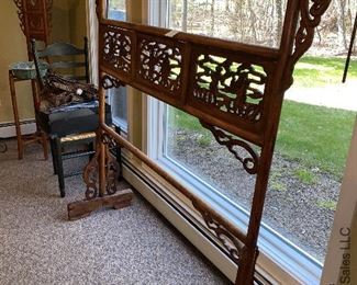 ITEM 13: Antique carved robe rack. 5'9"(L) X 18" (W) X 5'5" (H) $750