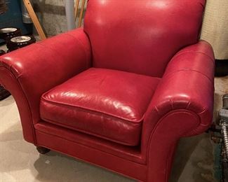 ITEM 15: Leathercraft red leather club chair, excellent condition. Generous proportions. $825