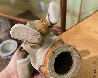 ITEM 17: Two ceramic Chinese figures. Female has damage to hands as shown. $75