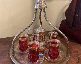 ITEM 21: Moroccan brass tea set $95