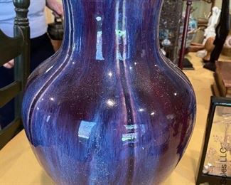 ITEM 22: Large Chinese purple and blue flambé glaze ceramic lobed vase. 13” tall, 9” wide $1,100