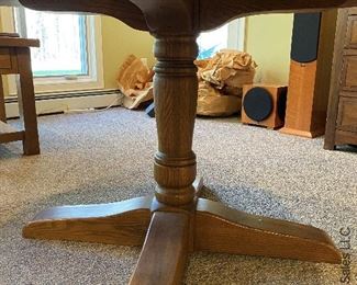 ITEM 19: Round oak pedestal table. 5' Round. 5'X 29 1/2" (H) $225