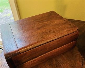 ITEM 29: Wood box with folding mirror $28