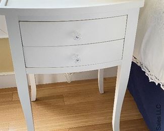 ITEM 43: Pair white nightstands. Some wear as shown. 19"X17" X 28"H $95