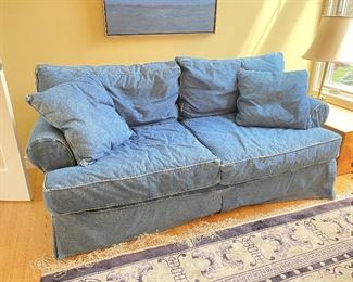 ITEM 46: Denim upholstered sofa, 6’ $425