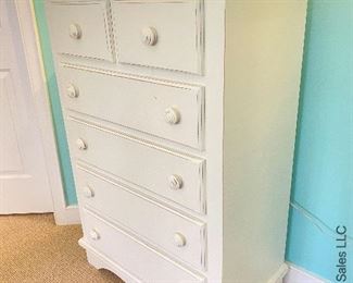 ITEM 63: White 6 drawer Dresser and white wooden mirror 4'x2' 9”; 26"x 32” $325