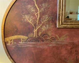 ITEM 72: Large Chinese motif mirror with beveled glass. 48” x 48” $385