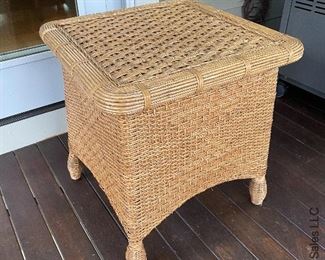 ITEM 77: Square wicker side table $65