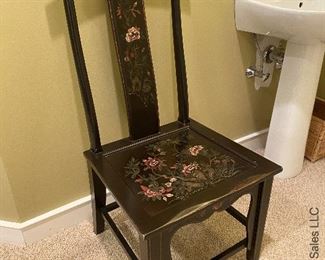 ITEM 82: Chinese painted chair. 20" (L) X 18" (W) X43" (H), Seat 17" (H) $65