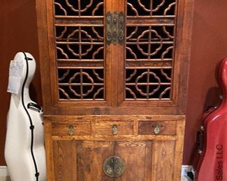 ITEM 83: Carved open door Antique Chinese Armoire $1,400