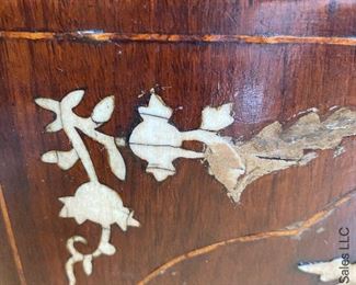 ITEM 88: Antique Chinese commode with inlay. Missing inlay as shown. $225