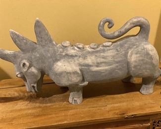 ITEM 92: Cast stone Chinese animal 23” long $85