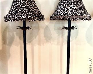 ITEM 115: Pair leopard print shade lamps $65