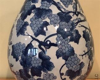 ITEM 128: reproduction vase with grapevine motif, ~ 18” tall $65