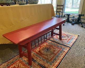 ITEM 131: Rustic-look red bench $65