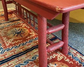 ITEM 131: Rustic-look red bench $65
