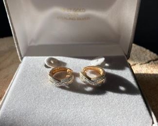 18 Karat Gold Over Sterling Silver Earrings