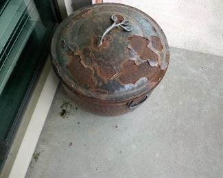 2. The  lid is rusted, but kettle is not I think the kettle is copper about 20" in diameter   $35
