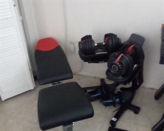 COMPLETE BOWFLEX WEIGHT SET AND BENCH $375