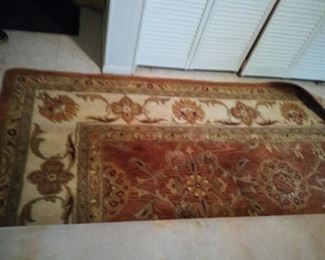 VERY LARGE ROOM SIZE RUG. IT HAS BEEN PROFESSIONALLY CLEANED BY STANLEY CLEANERS , BUT THERE ARE STILL STAIN MARKS ON BACK. APPROXIMATELY A 12 X 15 $35