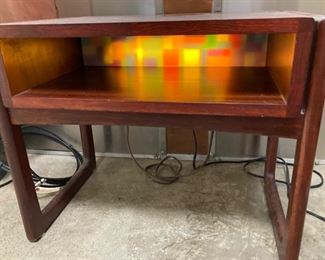 Mid-Century Rosewood End-Table with custom Light insert (removable)